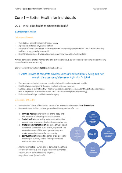 Cover page of Year 11 PDHPE | Full Course Notes