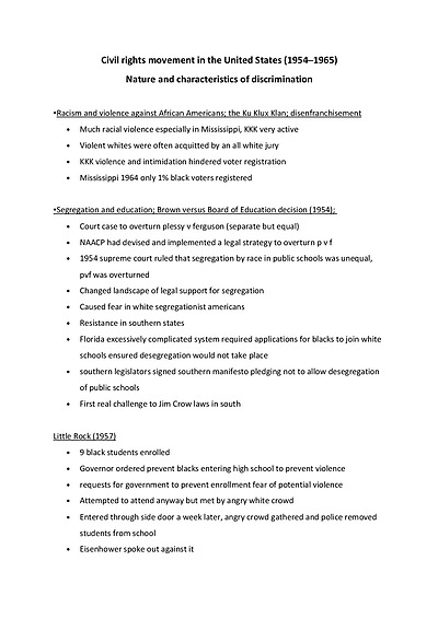 Cover page of CIVIL RIGHTS PAPER 1 NOTES IB HISTORY HL (Grade 7)