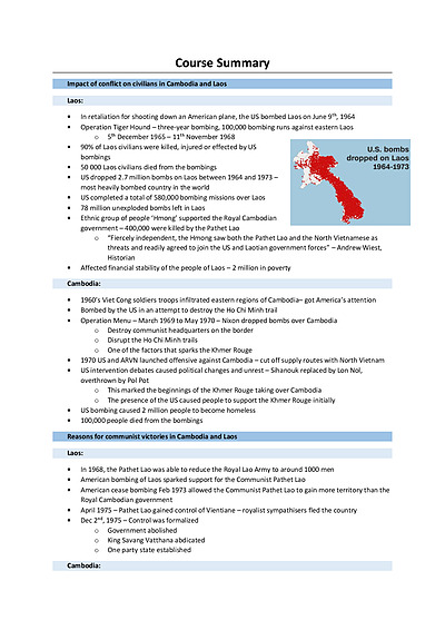 Cover page of Conflict in Cambodia and Laos study guide