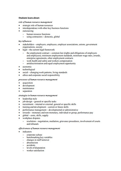 Cover page of Business Studies **EXAM NOTES** - Human Resource Management