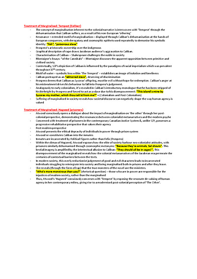 Cover page of Advanced English Studies **EXAM NOTES** - Tempest + Hagseed