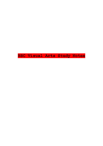 Cover page of Band 6 HSC Visual Arts Notes *EXTENSIVE*
