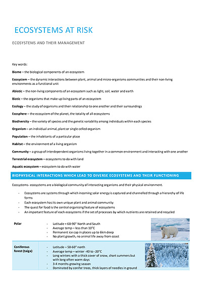 Cover page of Geography - Ecosystems at Risk