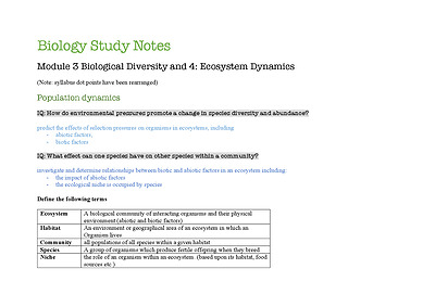 Cover page of 99.75 ATAR!! | YEAR 11 BIOLOGY MODULE 3+4 NOTES | BAND 6 | HYPER-DETAILED NOTES!!! |