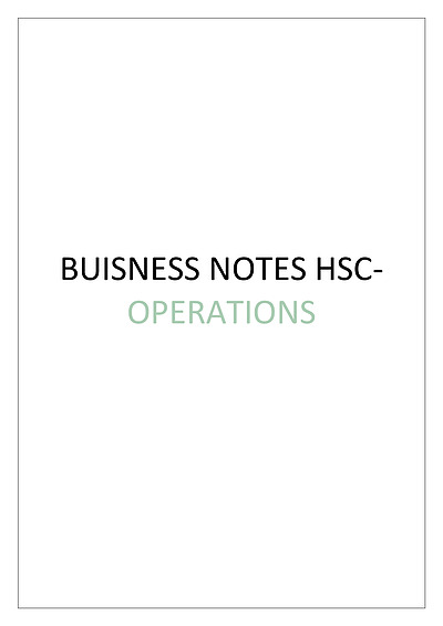 Cover page of Business Operations topic notes - 95.80 ATAR student notes