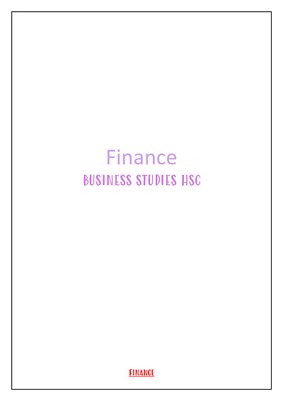 Cover page of Business Finance notes - 95.80 ATAR notes