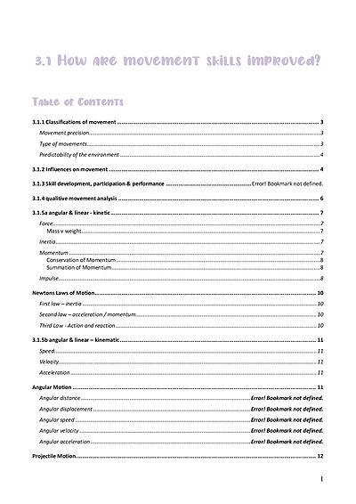 Cover page of VCE P.E UNIT 3 SUMMARIES