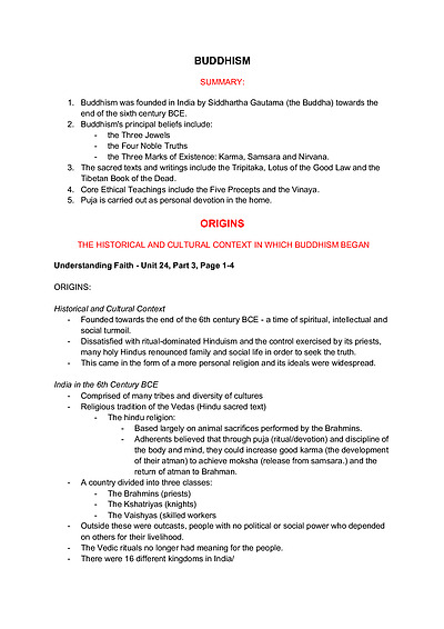 Cover page of PRELIMINARY Yr11 - SoR - Buddhism