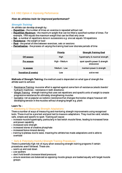 Cover page of BAND 6 IMPROVING PERFORMANCE NOTES PD/H/PE