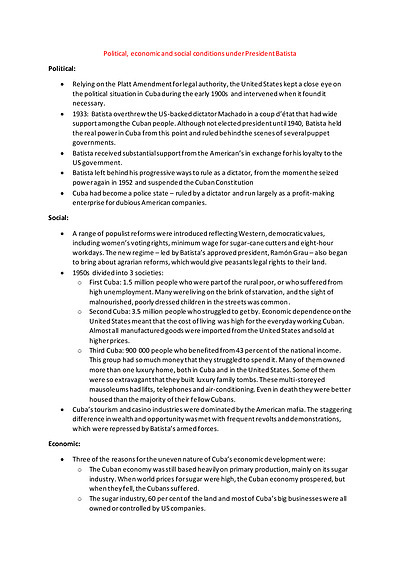 Cover page of Political, economic and social conditions under President Batista 