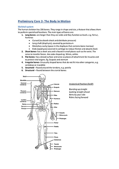 Cover page of Core 2 Prelim - Body in Motion
