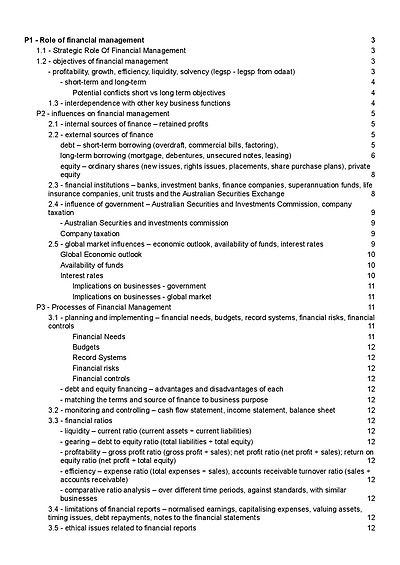Cover page of Business notes - finance