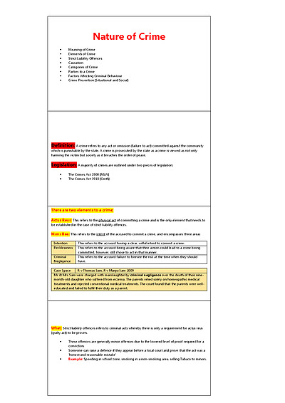 Cover page of HSC Crime Index Cards Whole Topic