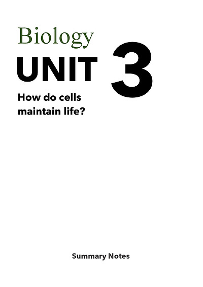 Cover page of VCE Biology Unit 3 Summary 2022