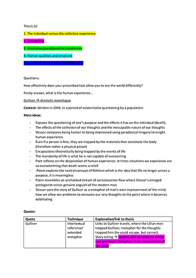 Cover page of Common Module (Kenneth Slessor) - notes and annotations for all 6 poems