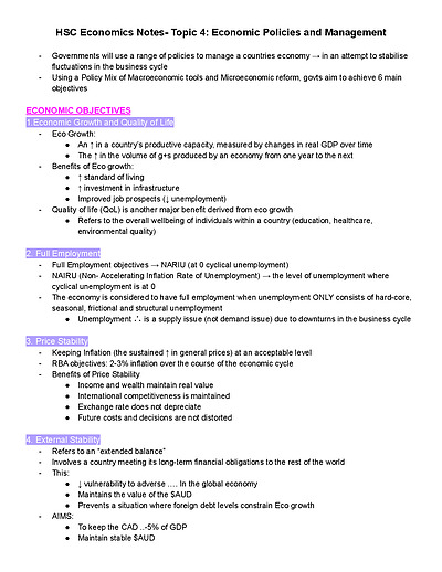 Cover page of Topic 4: Economic Policies and Management