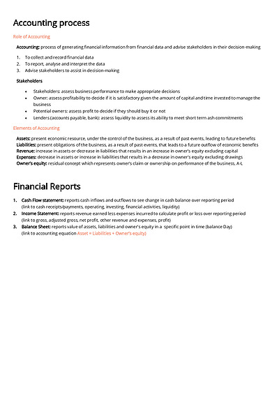 Cover page of 99+ ATAR VCE ACCOUNTING Notes Unit 3&4 
