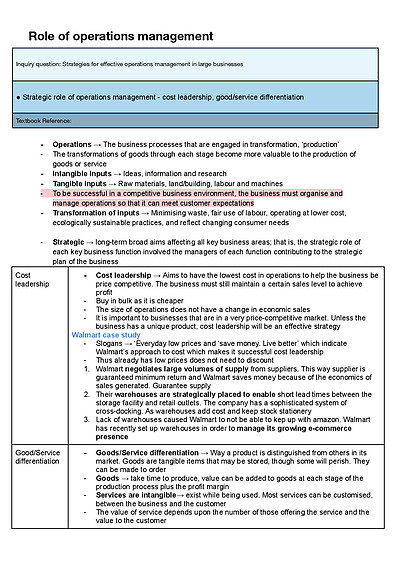 Cover page of Operations, Marketing, Human Resources, Finance HSC NOTES ALL SYLLABUS POINTS