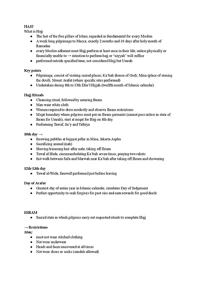 Cover page of ISLAM HSC NOTES BAND 6 