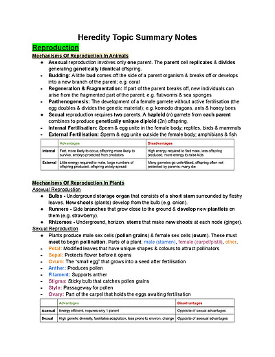 Cover page of Year 12 Biology Notes - Module 5 (Heredity)