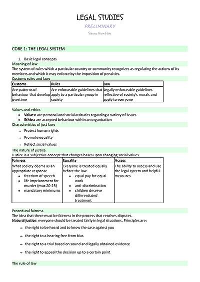 Cover page of LEGAL STUDIES PRELIM NOTES - EXTENSIVE