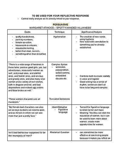 Cover page of Craft of Writing - MODULE C Quote Bank - HSCENG22