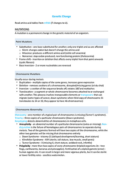 Cover page of Genetic Change Notes