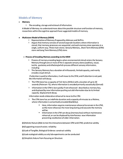 Cover page of IB Psychology HL Paper 1 - Cognitive Approach comprehensive exam notes