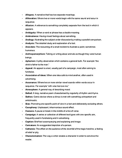 Cover page of IB English Language and Literature/Literature Glossary