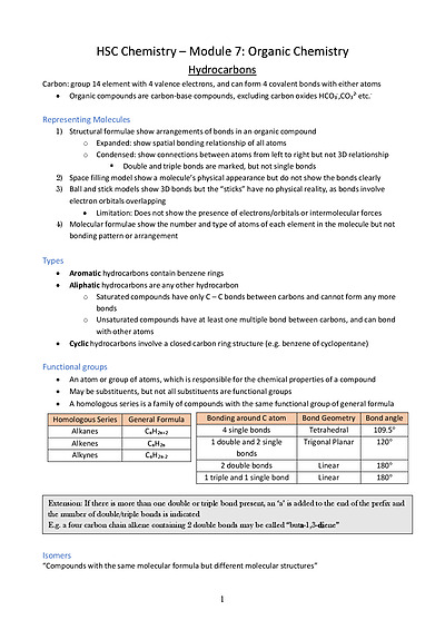 Cover page of BAND 6 HSC Chemistry Module 7 Notes (HSC MARK 96)