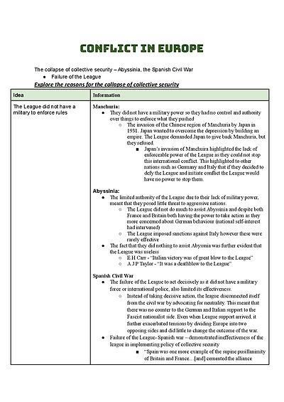 Cover page of BAND 6 COMPLETE ESSAY SCAFFOLDS - Conflict In Europe