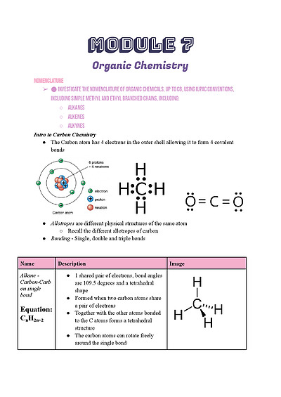 Cover page of COMPLETE NOTES - Module 7 ORGANIC CHEMISTRY