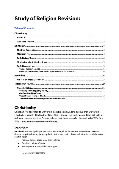 Cover page of SOR exam notes