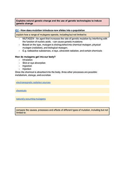 Cover page of Biology - module 6 genetic change