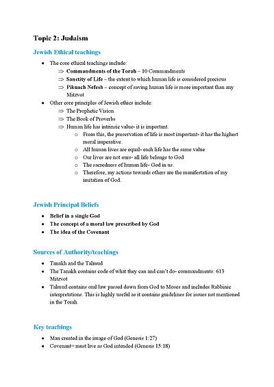 Cover page of HSC Studies of Religion II Syllabus Notes - Judaism