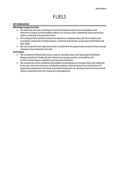 Cover page of Chemistry 3/4 Notes