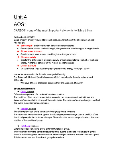 Cover page of RAW 45 SS VCE CHEM UNIT 4 NOTES
