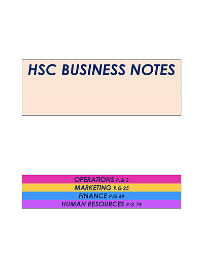 Cover page of (96) HSC BUSINESS NOTES