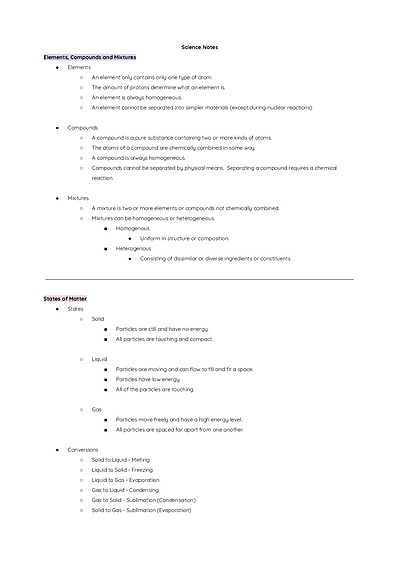 Cover page of Science Notes [Year 9 Level] [Chemistry] [Biology] [Geoscience] [Astronomy]