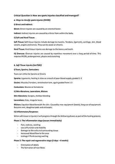 Cover page of PDHPE HSC OPTION 3 (SPORTS MEDICINE)