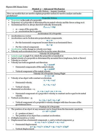 Cover page of Physics HSC Exam Notes