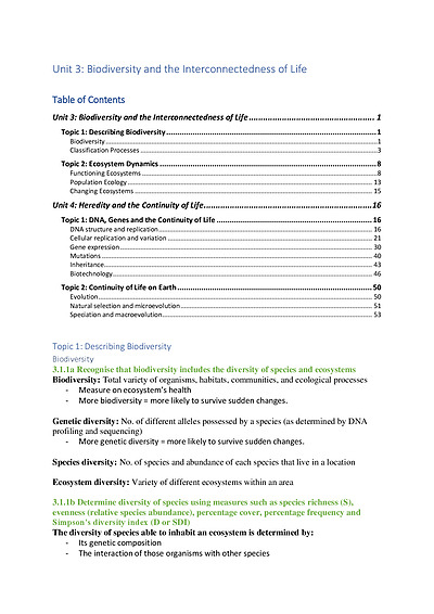 Cover page of QCE Biology Unit 3 and 4 Notes 