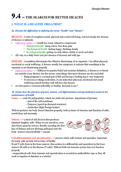 Cover page of HSC Biology Band 6 Full Notes