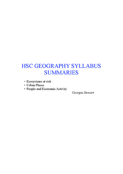 Cover page of HSC Geography Full Band 6 Notes 