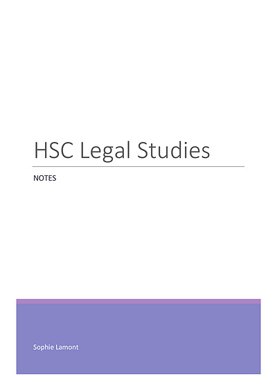 Cover page of HSC Legal Studies Notes (Crime and Human Rights)