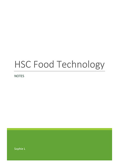 Cover page of HSC Food Technology Notes