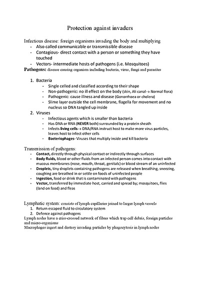 Cover page of Human Biology: resistance to infections 