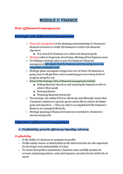 Cover page of MODULE 3: FINANCE