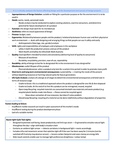 Cover page of HSC Design and Technology Study Notes w/ Case Studies