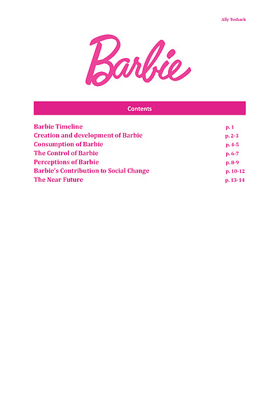 Cover page of Society & Culture: Pop Culture Depth Study Notes- Barbie